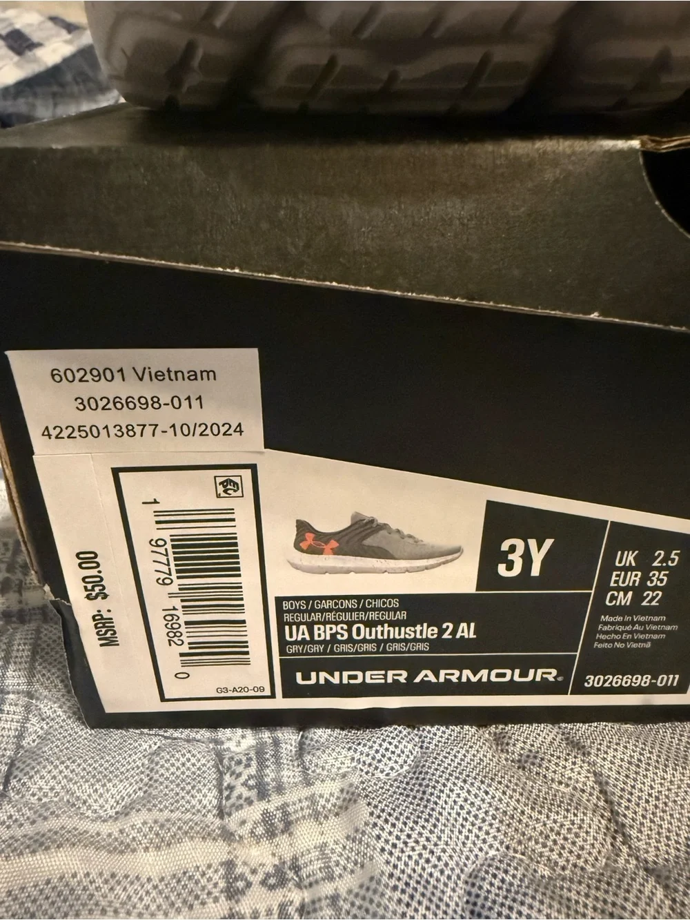 Under Armour Kids Grey and Orange Lace-Free Sneakers